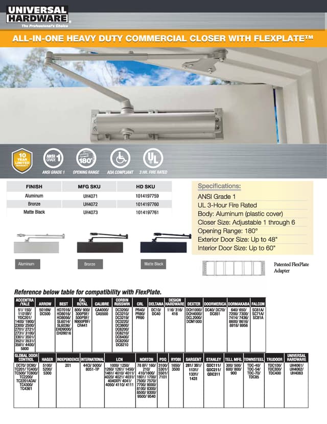 Literature for All-in-One Heavy Duty Commercial Closer